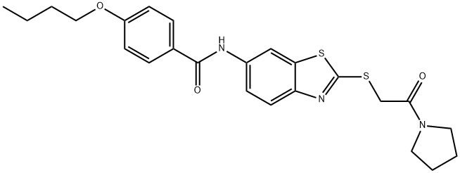 4-butoxy-N-{2-[(2-oxo-2-pyrrolidin-1-ylethyl)sulfanyl]-1,3-benzothiazol-6-yl}benzamide Struktur