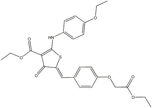 ethyl 2-(4-ethoxyanilino)-5-[4-(2-ethoxy-2-oxoethoxy)benzylidene]-4-oxo-4,5-dihydro-3-thiophenecarboxylate Struktur