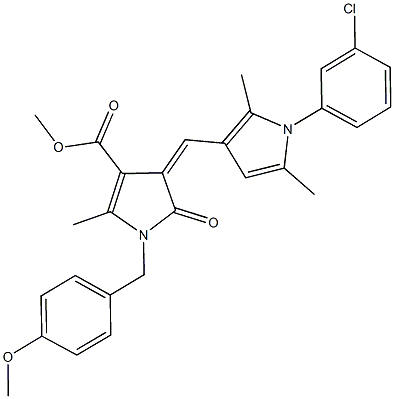 methyl 4-{[1-(3-chlorophenyl)-2,5-dimethyl-1H-pyrrol-3-yl]methylene}-1-(4-methoxybenzyl)-2-methyl-5-oxo-4,5-dihydro-1H-pyrrole-3-carboxylate Struktur