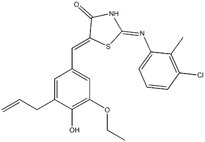 5-(3-allyl-5-ethoxy-4-hydroxybenzylidene)-2-[(3-chloro-2-methylphenyl)imino]-1,3-thiazolidin-4-one Struktur