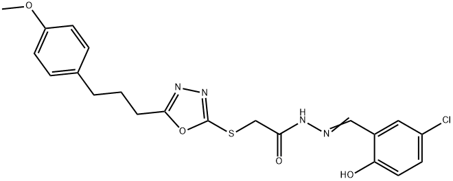 N'-(5-chloro-2-hydroxybenzylidene)-2-({5-[3-(4-methoxyphenyl)propyl]-1,3,4-oxadiazol-2-yl}sulfanyl)acetohydrazide Struktur