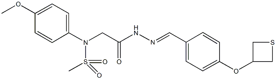 N-(4-methoxyphenyl)-N-(2-oxo-2-{2-[4-(3-thietanyloxy)benzylidene]hydrazino}ethyl)methanesulfonamide Struktur