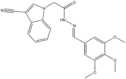 2-(3-cyano-1H-indol-1-yl)-N'-(3,4,5-trimethoxybenzylidene)acetohydrazide Struktur