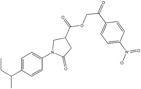 2-{4-nitrophenyl}-2-oxoethyl 1-(4-sec-butylphenyl)-5-oxo-3-pyrrolidinecarboxylate Struktur