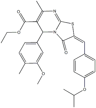 ethyl 2-(4-isopropoxybenzylidene)-5-(3-methoxy-4-methylphenyl)-7-methyl-3-oxo-2,3-dihydro-5H-[1,3]thiazolo[3,2-a]pyrimidine-6-carboxylate Struktur