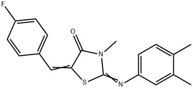 2-[(3,4-dimethylphenyl)imino]-5-(4-fluorobenzylidene)-3-methyl-1,3-thiazolidin-4-one Struktur