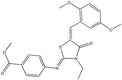 methyl 4-{[5-(2,5-dimethoxybenzylidene)-3-ethyl-4-oxo-1,3-thiazolidin-2-ylidene]amino}benzoate Struktur