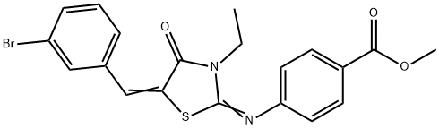 methyl 4-{[5-(3-bromobenzylidene)-3-ethyl-4-oxo-1,3-thiazolidin-2-ylidene]amino}benzoate Struktur