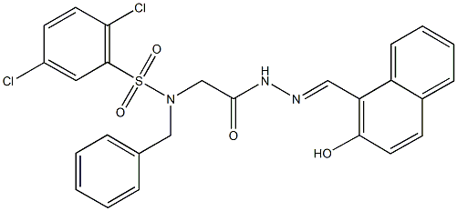 N-benzyl-2,5-dichloro-N-(2-{2-[(2-hydroxy-1-naphthyl)methylene]hydrazino}-2-oxoethyl)benzenesulfonamide Struktur