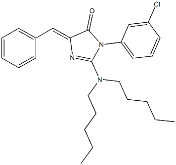 5-benzylidene-3-(3-chlorophenyl)-2-(dipentylamino)-3,5-dihydro-4H-imidazol-4-one Struktur