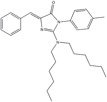 5-benzylidene-2-(dihexylamino)-3-(4-methylphenyl)-3,5-dihydro-4H-imidazol-4-one Struktur