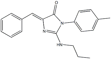 5-benzylidene-3-(4-methylphenyl)-2-(propylamino)-3,5-dihydro-4H-imidazol-4-one Struktur