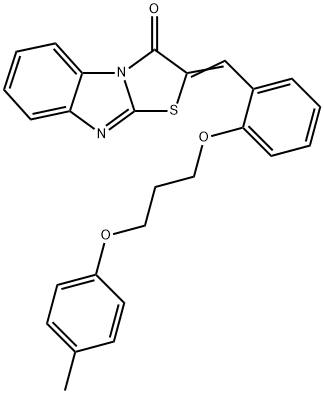 2-{2-[3-(4-methylphenoxy)propoxy]benzylidene}[1,3]thiazolo[3,2-a]benzimidazol-3(2H)-one Struktur