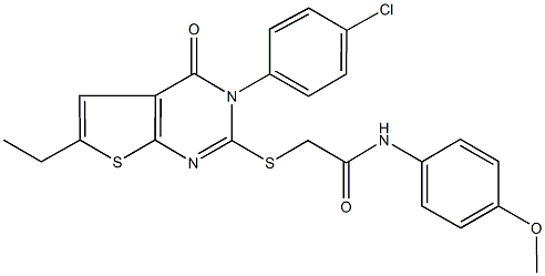 2-{[3-(4-chlorophenyl)-6-ethyl-4-oxo-3,4-dihydrothieno[2,3-d]pyrimidin-2-yl]sulfanyl}-N-(4-methoxyphenyl)acetamide Struktur