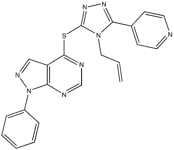 4-[(4-allyl-5-pyridin-4-yl-4H-1,2,4-triazol-3-yl)thio]-1-phenyl-1H-pyrazolo[3,4-d]pyrimidine Struktur