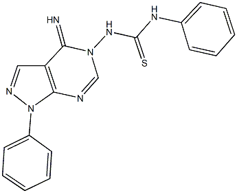 N-(4-imino-1-phenyl-1,4-dihydro-5H-pyrazolo[3,4-d]pyrimidin-5-yl)-N'-phenylthiourea Struktur