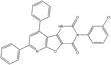 3-(3-chlorophenyl)-7,9-diphenylpyrido[3',2':4,5]furo[3,2-d]pyrimidine-2,4(1H,3H)-dione Struktur