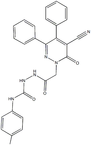 2-[(5-cyano-6-oxo-3,4-diphenyl-1(6H)-pyridazinyl)acetyl]-N-(4-methylphenyl)hydrazinecarboxamide Struktur