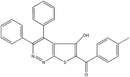 (5-hydroxy-3,4-diphenylthieno[2,3-c]pyridazin-6-yl)(4-methylphenyl)methanone Struktur