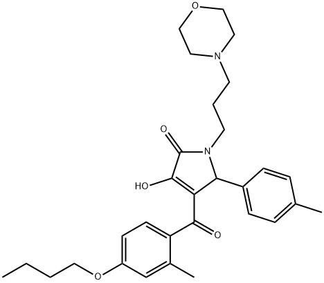 4-(4-butoxy-2-methylbenzoyl)-3-hydroxy-5-(4-methylphenyl)-1-(3-morpholin-4-ylpropyl)-1,5-dihydro-2H-pyrrol-2-one Struktur