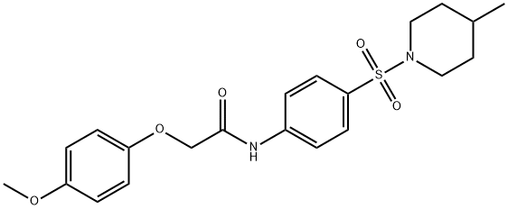 2-(4-methoxyphenoxy)-N-{4-[(4-methyl-1-piperidinyl)sulfonyl]phenyl}acetamide Struktur