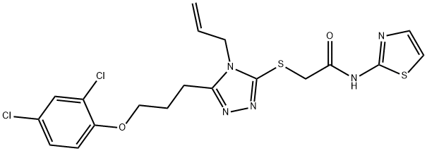 2-({4-allyl-5-[3-(2,4-dichlorophenoxy)propyl]-4H-1,2,4-triazol-3-yl}sulfanyl)-N-(1,3-thiazol-2-yl)acetamide Struktur