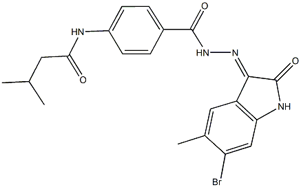 N-(4-{[2-(6-bromo-5-methyl-2-oxo-1,2-dihydro-3H-indol-3-ylidene)hydrazino]carbonyl}phenyl)-3-methylbutanamide Struktur