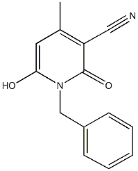 1-benzyl-6-hydroxy-4-methyl-2-oxo-1,2-dihydropyridine-3-carbonitrile Struktur