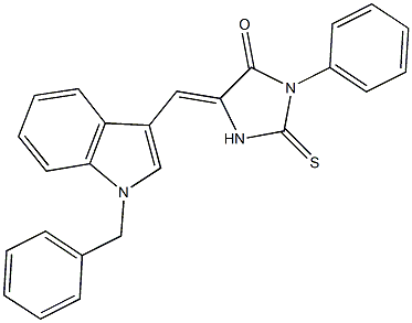 5-[(1-benzyl-1H-indol-3-yl)methylene]-3-phenyl-2-thioxo-4-imidazolidinone Struktur