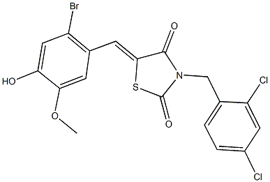 5-(2-bromo-4-hydroxy-5-methoxybenzylidene)-3-(2,4-dichlorobenzyl)-1,3-thiazolidine-2,4-dione Struktur