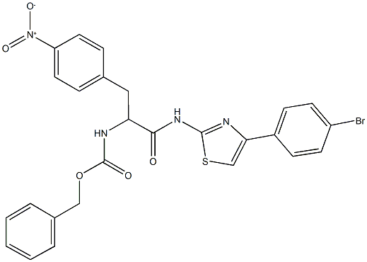 phenylmethyl 2-{[4-(4-bromophenyl)-1,3-thiazol-2-yl]amino}-1-({4-nitrophenyl}methyl)-2-oxoethylcarbamate Struktur