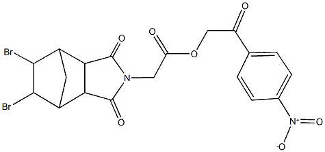 2-{4-nitrophenyl}-2-oxoethyl (8,9-dibromo-3,5-dioxo-4-azatricyclo[5.2.1.0~2,6~]dec-4-yl)acetate Struktur