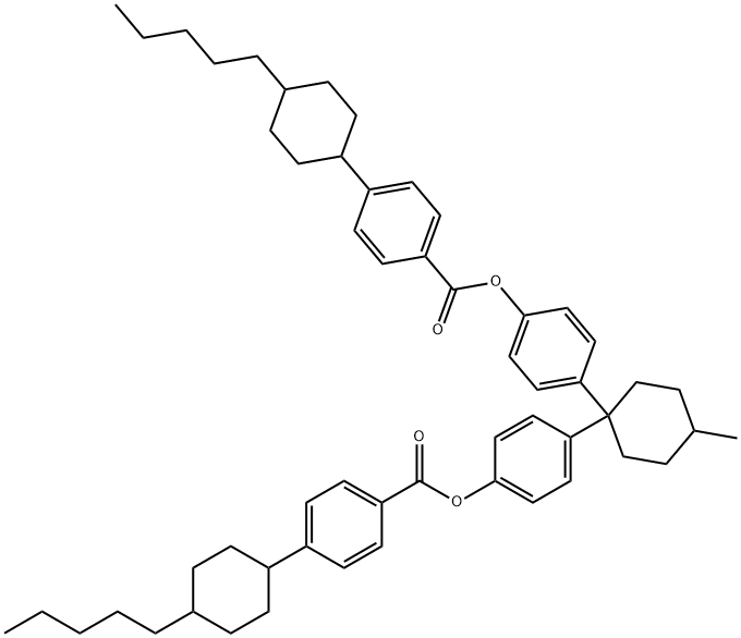 4-[4-methyl-1-(4-{[4-(4-pentylcyclohexyl)benzoyl]oxy}phenyl)cyclohexyl]phenyl 4-(4-pentylcyclohexyl)benzoate Struktur