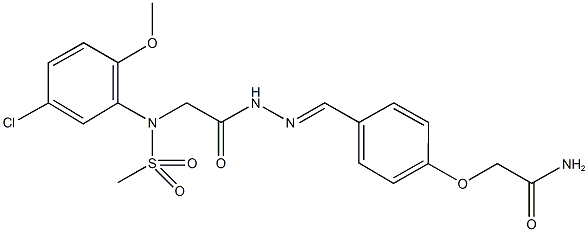 2-[4-(2-{[5-chloro-2-methoxy(methylsulfonyl)anilino]acetyl}carbohydrazonoyl)phenoxy]acetamide Struktur