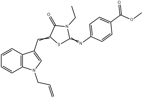 methyl 4-({5-[(1-allyl-1H-indol-3-yl)methylene]-3-ethyl-4-oxo-1,3-thiazolidin-2-ylidene}amino)benzoate Struktur