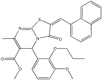 methyl 5-(3-methoxy-2-propoxyphenyl)-7-methyl-2-(1-naphthylmethylene)-3-oxo-2,3-dihydro-5H-[1,3]thiazolo[3,2-a]pyrimidine-6-carboxylate Struktur