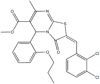 methyl 2-(2,3-dichlorobenzylidene)-7-methyl-3-oxo-5-(2-propoxyphenyl)-2,3-dihydro-5H-[1,3]thiazolo[3,2-a]pyrimidine-6-carboxylate Structure