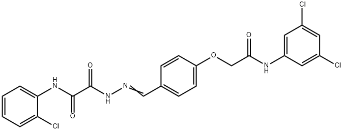 N-(2-chlorophenyl)-2-(2-{4-[2-(3,5-dichloroanilino)-2-oxoethoxy]benzylidene}hydrazino)-2-oxoacetamide Struktur