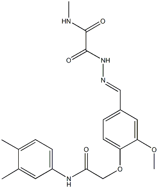 2-(2-{4-[2-(3,4-dimethylanilino)-2-oxoethoxy]-3-methoxybenzylidene}hydrazino)-N-methyl-2-oxoacetamide Struktur