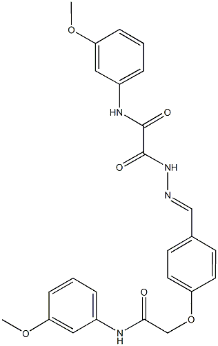 2-(2-{4-[2-(3-methoxyanilino)-2-oxoethoxy]benzylidene}hydrazino)-N-(3-methoxyphenyl)-2-oxoacetamide Struktur