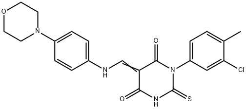 1-(3-chloro-4-methylphenyl)-5-{[4-(4-morpholinyl)anilino]methylene}-2-thioxodihydro-4,6(1H,5H)-pyrimidinedione Struktur