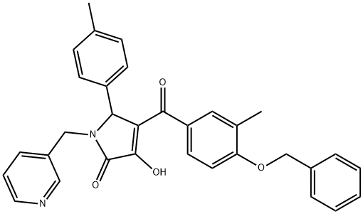 4-[4-(benzyloxy)-3-methylbenzoyl]-3-hydroxy-5-(4-methylphenyl)-1-(pyridin-3-ylmethyl)-1,5-dihydro-2H-pyrrol-2-one Struktur