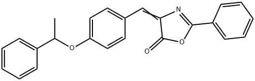 2-phenyl-4-[4-(1-phenylethoxy)benzylidene]-1,3-oxazol-5(4H)-one Struktur