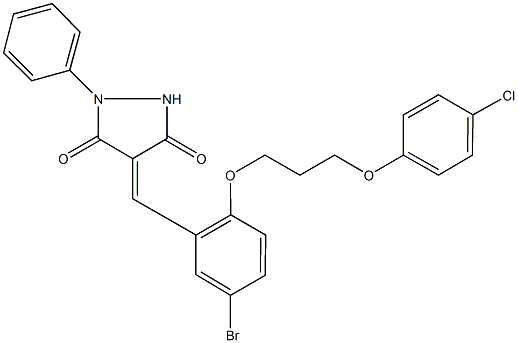 4-{5-bromo-2-[3-(4-chlorophenoxy)propoxy]benzylidene}-1-phenyl-3,5-pyrazolidinedione Struktur