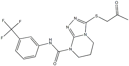 3-[(2-oxopropyl)sulfanyl]-N-[3-(trifluoromethyl)phenyl]-6,7-dihydro[1,2,4]triazolo[4,3-a]pyrimidine-8(5H)-carboxamide Struktur