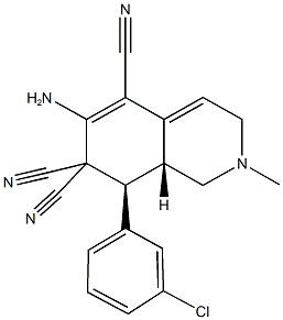 6-amino-8-(3-chlorophenyl)-2-methyl-2,3,8,8a-tetrahydro-5,7,7(1H)-isoquinolinetricarbonitrile Struktur