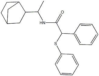 N-(1-bicyclo[2.2.1]hept-2-ylethyl)-2-phenyl-2-(phenylsulfanyl)acetamide Struktur