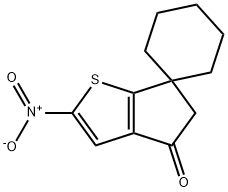 2-nitro-5,6-dihydrospiro(4H-cyclopenta[b]thiophene-6,1'-cyclohexane)-4-one Struktur