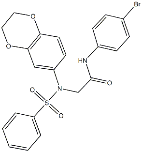 N-(4-bromophenyl)-2-[2,3-dihydro-1,4-benzodioxin-6-yl(phenylsulfonyl)amino]acetamide Struktur