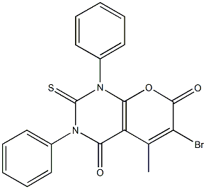 6-bromo-5-methyl-1,3-diphenyl-2-thioxo-2H-pyrano[2,3-d]pyrimidine-4,7(1H,3H)-dione Struktur